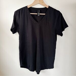 Bobi LA Black Pima Cotton V Neck Tee Soft Basic T Shirt Medium